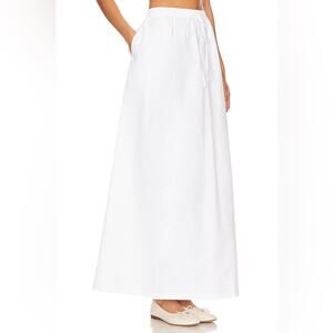 Aexae White Cotton Poplin Utility Maxi Skirt Elastic Waist NWT